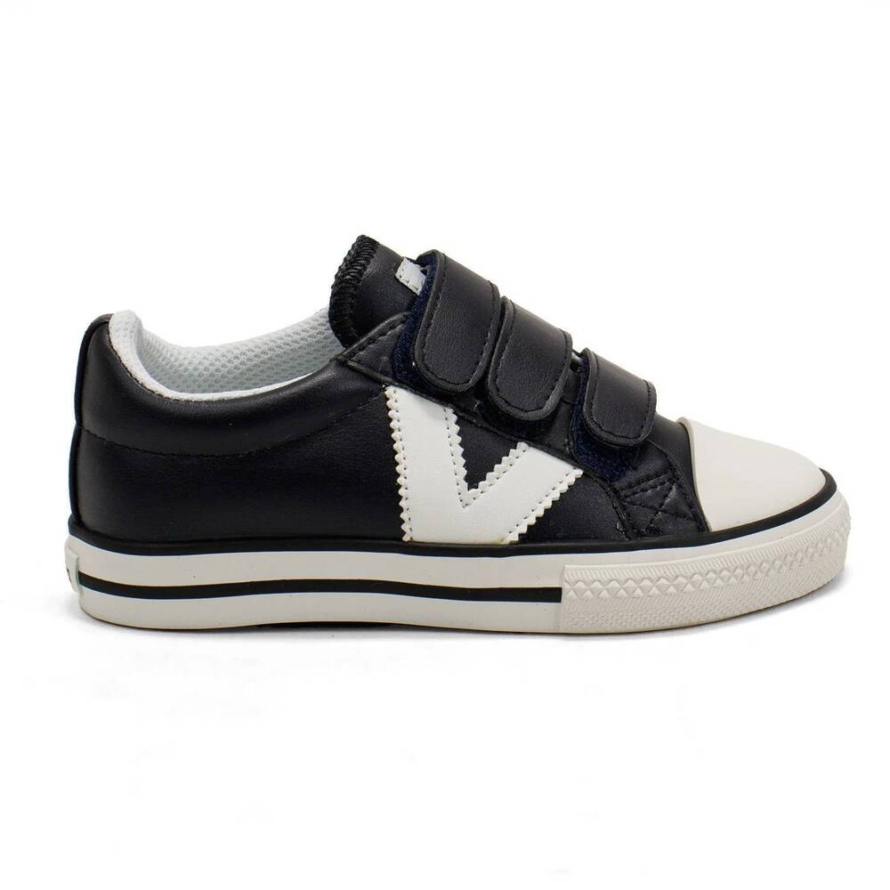 NEW VICTORIA kids' tribu contrast faux leather straps sneakers in marino
